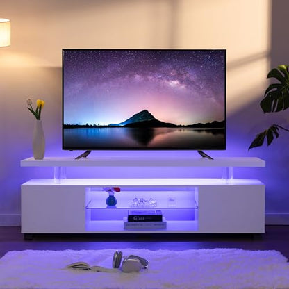 White TV Stands for Living Room LED TV Stand Modern TV Stand with Storage for 50/55/60 inche TVs Entertainment Center for Living Room