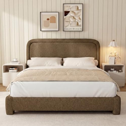WEUP Queen Size Boucle Bed Frame, view 4
