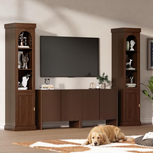Walnut 5-tier narrow bookshelf with adjustable shelves, view 8