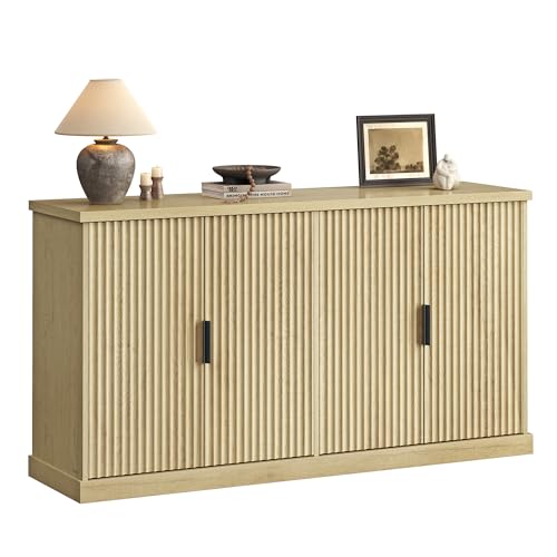VASAGLE Contemporary Buffet Cabinet with Adjustable Shelves, Fluted Doors, view 2