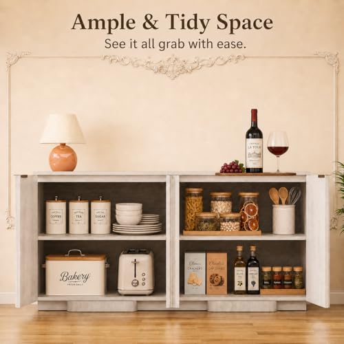 Fluted Buffet Cabinet with Storage, 31.5" Accent Sideboard Credenza, view 6
