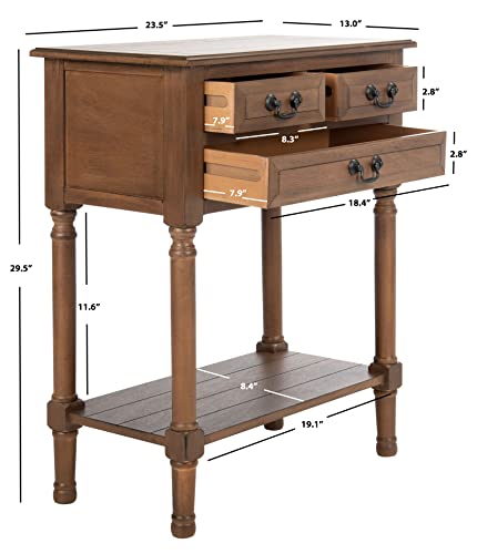 SAFAVIEH Furniture - Primrose 3-Drawer Console Table - Brown - Solid Wood - Farmhouse Classic Design - Ideal for Entryway, Living Room, Hallway, 23.5" W x 13" D x 29.5" H (CNS5707C)