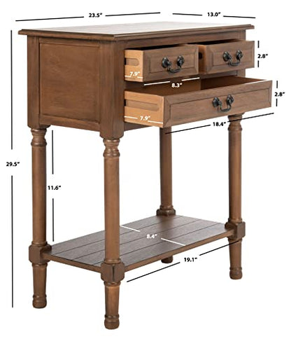 SAFAVIEH Furniture - Primrose 3-Drawer Console Table - Brown - Solid Wood - Farmhouse Classic Design - Ideal for Entryway, Living Room, Hallway, 23.5" W x 13" D x 29.5" H (CNS5707C)