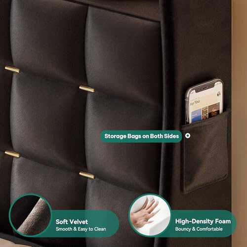 King Size Bed Frame with 3 Storage Drawers and RGB LED Lights, view 9