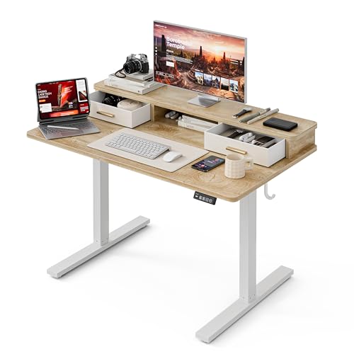 Electric Standing Desk with Two Drawers, view 2
