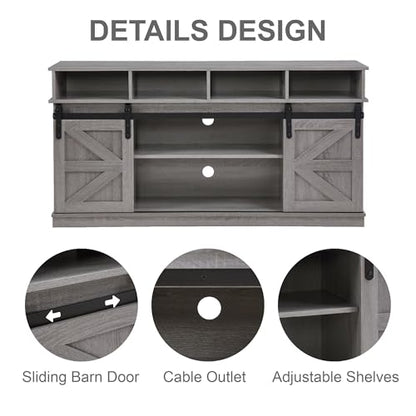 TV Stand Sliding Barn Door Modern&Farmhouse Wood Entertainment Center, view 5