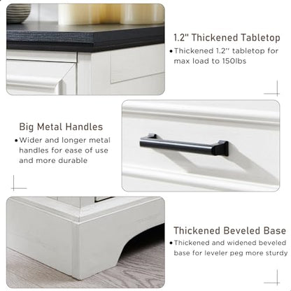 6 Drawer Dresser, Tall Farmhouse Chest for Bedroom, Off White, view 6