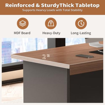 63" L-Shaped Executive Desk with Drawers, Office Desk with Storage, view 7