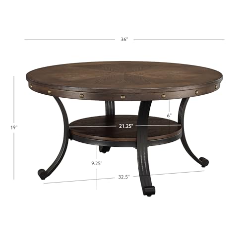 Powell Furniture Franklin Cocktail Table, Small, Multicolor,Brown/Black