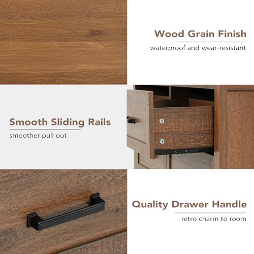 Farmhouse 6 Drawer Dresser for Bedroom, 47.2" Wide Wooden Chest, view 4