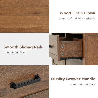 Farmhouse 6 Drawer Dresser for Bedroom, 47.2" Wide Wooden Chest, view 4