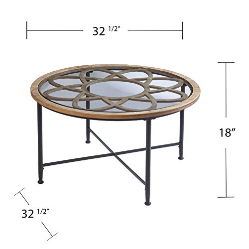 Melvoir Glass Top Cocktail Table - Transitional Design, Black Glass and Wood - Ideal for Living Room, Family Room (CK1109100)