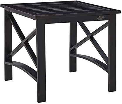 Kaplan Weather Resistant Metal Outdoor Side Table for Patio, Deck, Porch, Oiled Bronze
