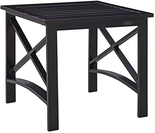 Oiled bronze weather resistant metal outdoor side table, view 2