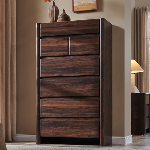 Modern 7 Drawers Dresser for Bedroom, 54.7" Tall Dresser-Brown, view 2