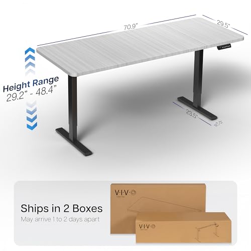 VIVO Electric 71 x 30 in Standing Desk, Memory Height Adjustment, 1B Series, Holds 220 lbs, Dark Gray Top Black Frame, DESK-KIT-1B7G