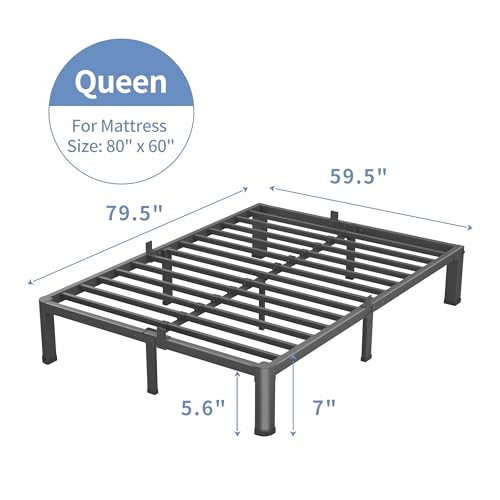 7 Inch Queen Bed Frame with Round Corners No Box Spring Needed, view 4