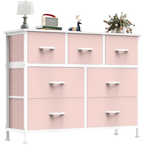 7 Drawer Fabric Dresser, Storage Tower for Bedroom and Closet, view 2