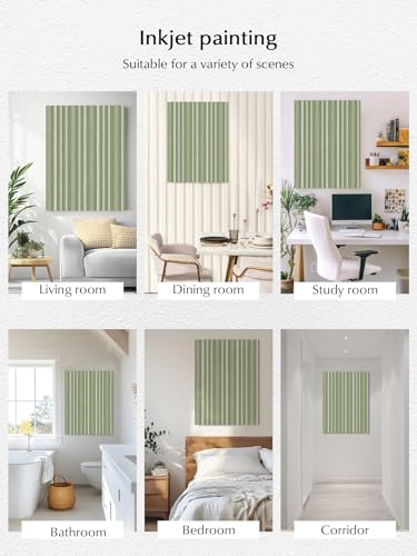 NuYeBiofx Modern Minimalist Stripe Canvas Wall Art Prints,48"x32" Framed Picture Artwork Abstract Geometric Line on Sage Green Printed Canvas Oil Painting for Living Room Bedroom Office,Ready to Hang