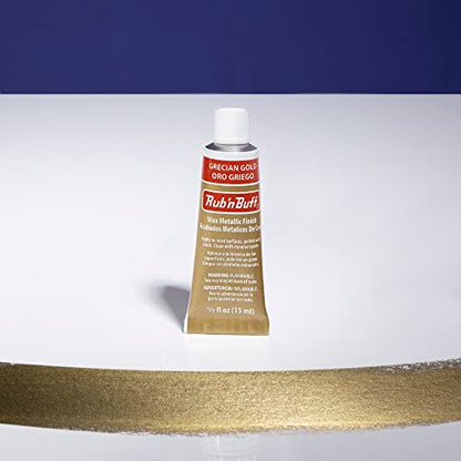 Rub n Buff Wax Metallic Finish - Rub n Buff Grecian Gold 15ml Tube - Versatile Gilding Wax for Finishing Furniture Antiquing and Restoration - Rub and Buff Colors Single Tube