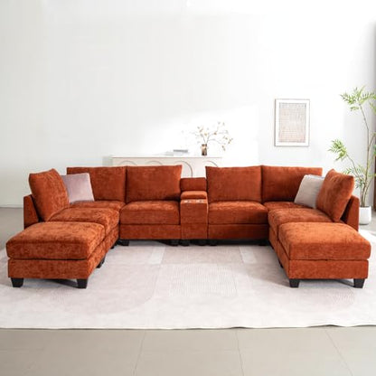 8 Seater Modular Sectional Sofa with Cup Holders, view 8