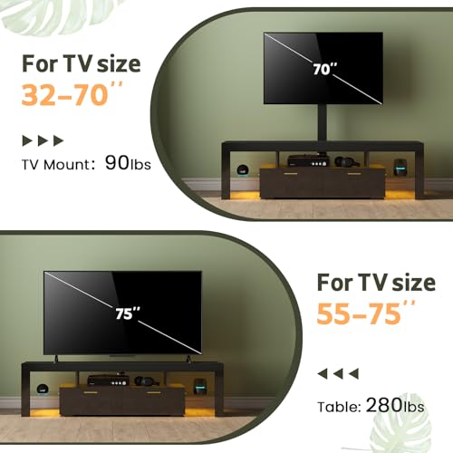 TV-Stand with Mount 75 inch - LED TV Stand with Power Outlet & Drawers, Modern Entertainment Center with Mount for Living Room, Bedroom, Black
