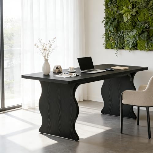 Tribesigns 63" Large Desk for Home Office, Spacious Executive Computer Desk with Ample Leg Room, Double PC Gaming Writing Table Study Desk with Sturdy Legs, Black