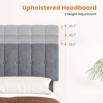 Full Size Bed Frame with Headboard, Platform Bed Frame, view 4