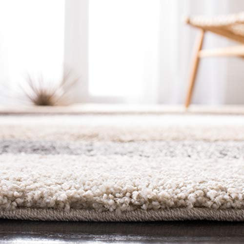 SAFAVIEH Area Rug 8x10 - Florida Shag Collection - Large - Ivory & Grey, Abstract Design, Non-Shedding & Easy Cleaning, Plush Thick Pile, Ideal for Living Room, Bedroom, Dining Space (SG475-1180)
