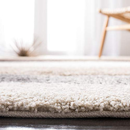 SAFAVIEH Area Rug 8x10 - Florida Shag Collection - Large - Ivory & Grey, Abstract Design, Non-Shedding & Easy Cleaning, Plush Thick Pile, Ideal for Living Room, Bedroom, Dining Space (SG475-1180)