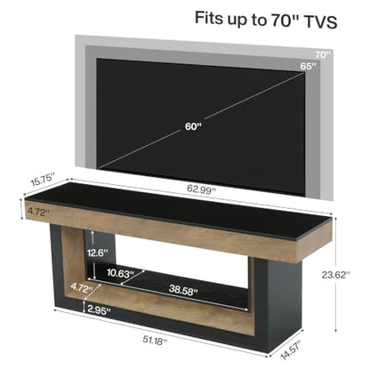 Farmhouse 63 Inch TV Stand with Shelf for 55" 65"70” TV in Living Room, view 3