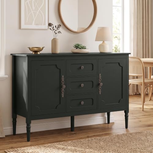 47" Buffet Cabinet with Storage, 3-Drawer Sideboard Cabinet, Green, view 2