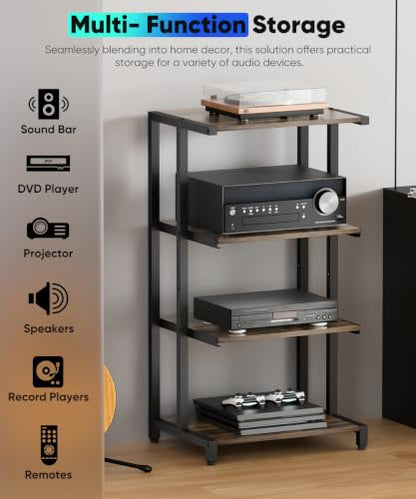 4-Tier Wooden Media Stand, view 6