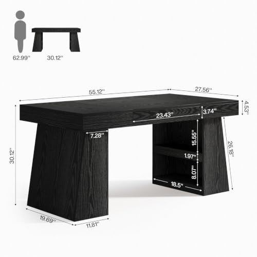 55-Inch Executive Desk with Drawer, view 3