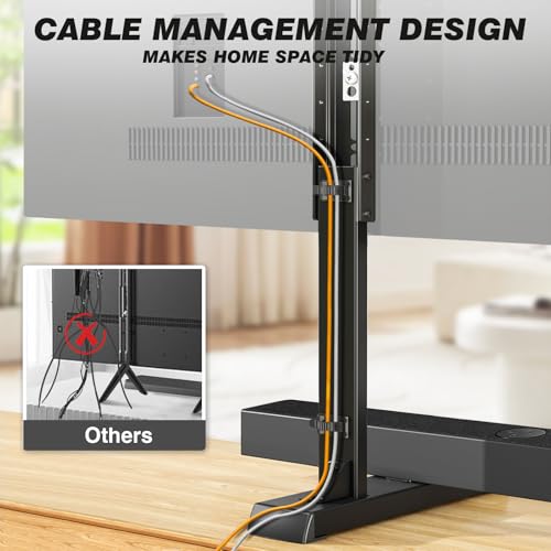 Universal TV Stand for 35-90 Inch, Table Top TV Stand for Curved Flat TVs, TV Mount Stand with Height Adjustment, Support Up to 150lbs, Black