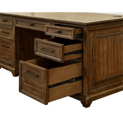 68.5" W Wood Office Desk Executive Desk in Brown, view 7