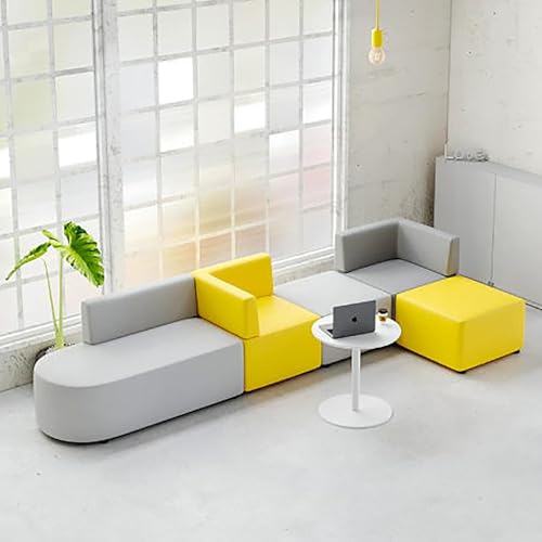 Modern Upholstered Lounge Sofa,Curved Sofa and Bookcase Combination, Space-Saving Furniture for Living Room Bedroom Home Office Reading Nook,F