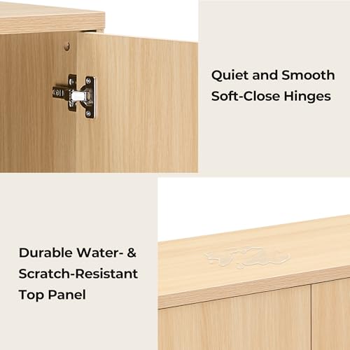 CHITA Sideboard Buffet Cabinet with Storage, Small Storage Cabinet with Doors and Shelves for Living Room Accent, Bar, Kitchen, Oak