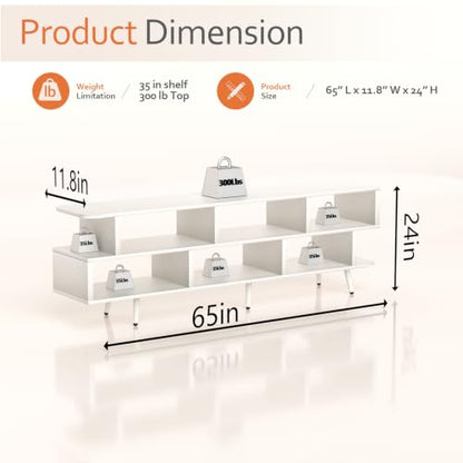 Modern TV Stand for TVs up to 75 Inches, Media Console Table with 3-Tier Storage, view 3