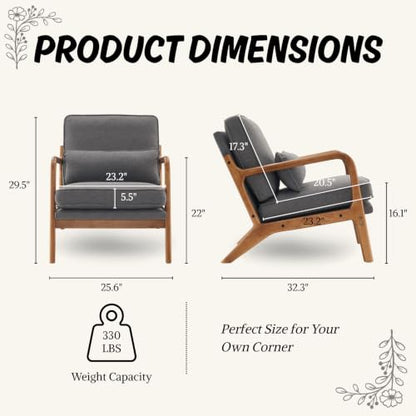 Mid-Century Modern Accent Reading Chair, Grey, view 3