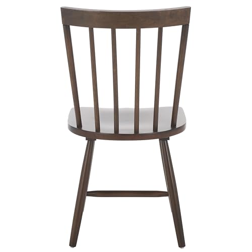 SAFAVIEH Home Collection - Sani Dark Walnut Spindle Dining Chair Set of 2, Solid Wood Farmhouse Kitchen Chairs (DCH8507B-SET2)