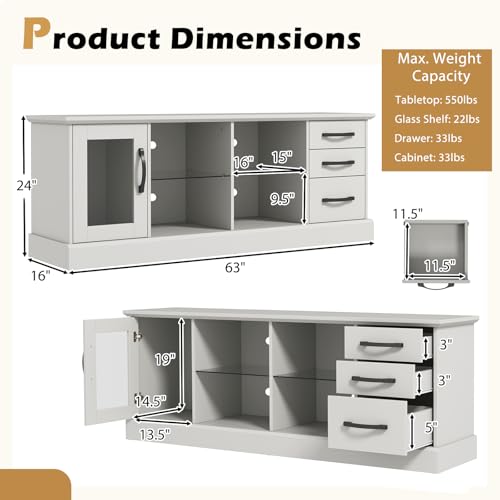 Farmhouse TV Stand for 73 Inch TV, view 4