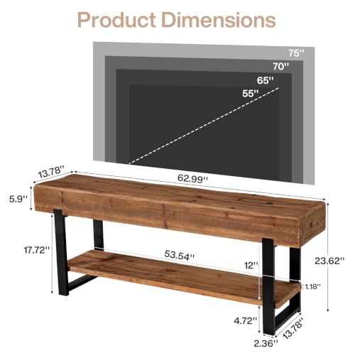 Farmhouse Solid Wood TV Stand for 55/60/65-Inch TVs, view 3