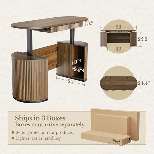 Electric Standing Desk with Storage Drawers, view 3
