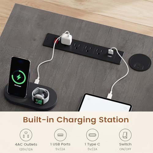 78.7" L Shaped Executive Desk with Charging Station, view 7