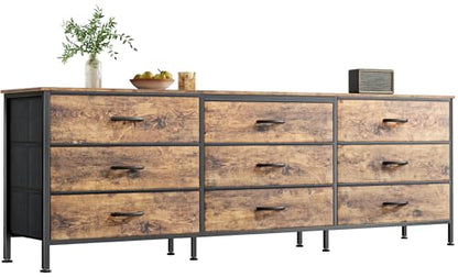 63 Inch Dresser for Bedroom, Dresser for Closet with 9 Fabric Drawers, view 2