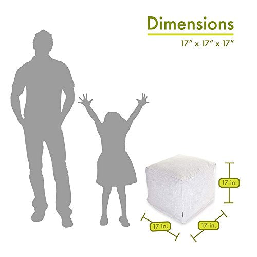 Goods Wales Indoor/Outdoor Pouf Ottoman Stuffed Cube 17x17x17 Inches - Bean Bag Floor Pouf Ottoman for Foot Rest – Sitting Pouf Chair for Living Room – Nursery Pillow Ottoman - Magnolia