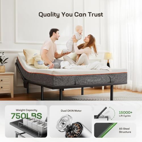 Split King Adjustable Bed Frame Electric Base, Head & Foot Incline, view 6