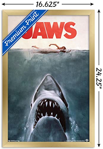Jaws - One Sheet Wall Poster, 14.725" x 22.375", Gold Framed Version