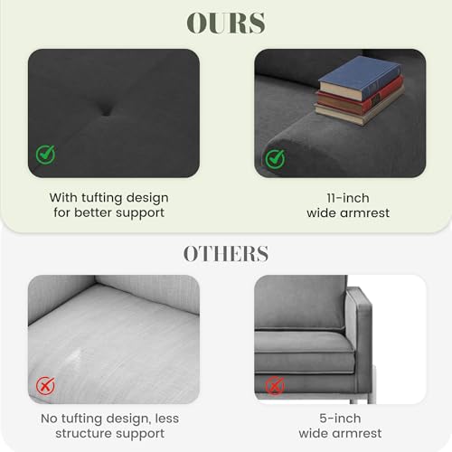 118'' Modular Sectional Oversized Boneless Couch, Tufted Cloud Sectional Couches for Living Room, L Shape Deep Seat Sofa with Ottoman & 3 Throw Pillows,Corduroy Couch,Dark Grey